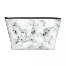 Cosmetic Bags Minimalistic White Marble Texture Makeup Bag For Women Travel Organizer Fashion Chic Elegant Storage Toiletry