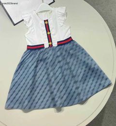 New girl dress Pure cotton sleeveless baby skirt Size 110-160 summer designer child dresses Splicing design kids frock Jan10