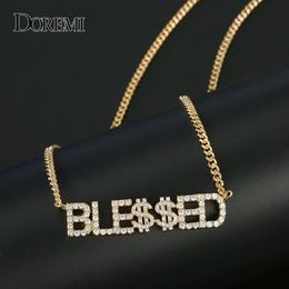 DOREMI 9mm Crystal Pendant Letters Necklace for Women Custom Jewellery Custom Name Necklaces Numbers Personalised Zirconia Pendant 240115