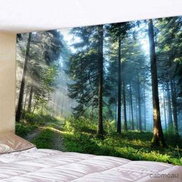 Tapestries Forest tapestry 3D beach towel waterfall scenery beautiful painting wall carpet yoga mat home decoration hanging cloth