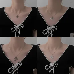 Pendant Necklaces U-Magical Korean Titanium Steel Heart Butterfly Flower Letter Necklace For Women Trendy Metallic Jewellery