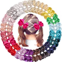 40 Pcs 4.5 Inch Glitter Grosgrain Ribbon Shiny Hair Bows Alligator Hair Clips for Girls Infants Toddlers Kids In Pairs 240116