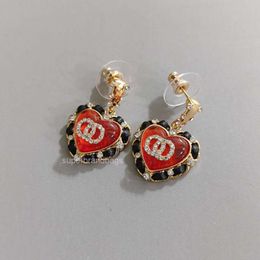 Fashion Channel jewelry new pomegranate red heart-shaped love peach heart earrings C Earrings S925 Silver Choker