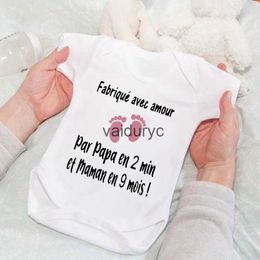 Rompers Made with Love By Dad In 2 Min and Mom In 9 Months Newborn Clothes Cute Baby Bodysuit Summer Toddler Jumpsuit Infant Shower Gift H240508