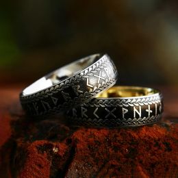 New Design Vintage Nordic Viking Rune Ring For Men Women 14k Yellow Gold Viking Couple Amulet Fashion Jewellery Gifts