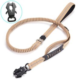 Elastic Bungee Dog Leash For Medium Large Dogs Leashes Shock Absorption Two Handles Heavy Duty Leashs With Car Safety Clip 240115