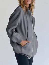 Women's Hoodies Zip Up Oversize Sweatshirt Casual Sports Full Hoodie Jacket Y2K With Pocket 2024 Womens Fall Clothes