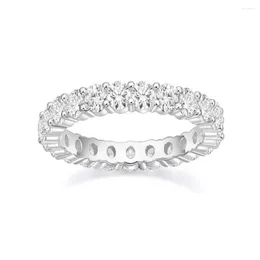 Cluster Rings Ring Silver 925 Wedding Round Zirconia Diamond Full Eternity Stackable Engagement For Women Jewelry 3mm