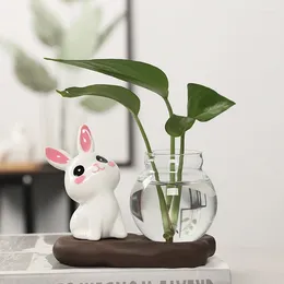 Vases Creative Home Decoration Cartoon Animal Flower Pot For Hydroponic Lovely Living Room Table Oranaments Desk Accessories