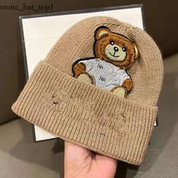 Moschino Hat Women's Winter Cute Little Bear Woollen Hat Men's Korean Fashion Moschino Cap Letter Knitted Hat Warm Pullover Hat Women Designer Brand Moschion 4609