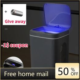 Smart Sensor Garbage Bin Kitchen Bathroom Toilet Trash Can Automatic Induction Waterproof with Lid 12141618L 240116