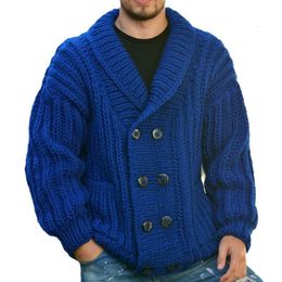 New Men's Autumn And Winter Thickened Double Breasted Sweater With Thick Needle Loose Woollen Jacket