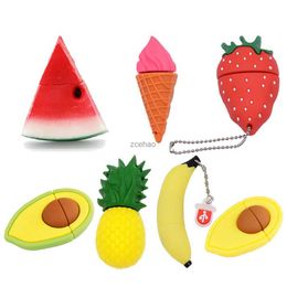 USB Flash Drives Fruit USB Flash Drive 64GB Cartoon Food Pen Drive 32GB Strawberry Avocado Memory Stick Banana Pendrive Creative Gift