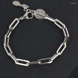 Charm Bracelets Punk Hip Hop Unisex Stainless Steel Bracelet For Men Geometric Square Ring Buckle Thick Chain Titanium Gift