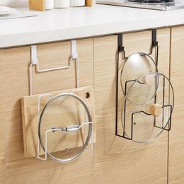 Kitchen Storage Sturdy Pot Cover Holder Wall Mounted Chopping Board Rack Moisture-proof Support Cupboard Door Hanger