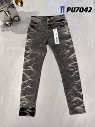 Mens Jeans Purple Jeans Designer Denim Embroidery Pants Fashion Holes Trouser US Size 28-40 Hip Hop Distressed Zipper Trousers rock revival true men jeans3CIA