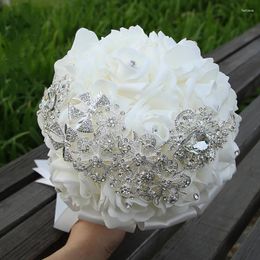 Wedding Flowers Bright Bouquets 2024 For Bride Ribbons Big Crystals Custom Colour Arrival Fashion Made