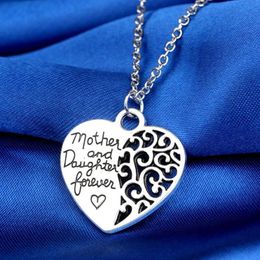 Fashion mother&daughter Love Mom Pendant Necklaces Hollow out Design Heart Alloy Necklace For Mother's Day Gifts 262U