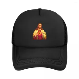 Ball Caps Custom Sacred Heart Of Jesus Baseball Cap For Men Women Breathable Christian Catholic God Trucker Hat Streetwear