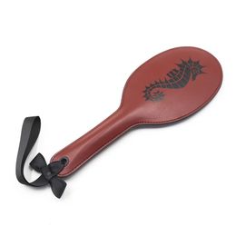 Adult Spanking Paddle Sex Toys Leather Red Seahorse Pattern Thickened Bdsm Whip Restraints Products for Couple 240115