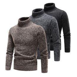 Brand Men Turtleneck Sweaters and Pullovers Fashion Knitted Sweater Winter Pullover Homme Wool Casual Solid Clothes 240116