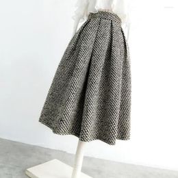 Skirts 2024 Autumn And Winter Fashion Thousand Bird Checker Half Skirt Temperament Commuter Women's High Waist Poached