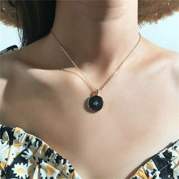 Exquisite and fashionable geometric alloy drop oil star moon multi-element necklace pendant collarbone