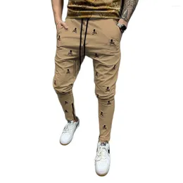 Men's Pants Plus Size 3XL Men Fashion Lace-up Male Casual Street Bottom 2024 Halloween Skull Print Pant Mens Pencil Trousers