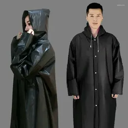 Men's Trench Coats Women Men Unisex Waterproof Jacket Thick PVC Raincoat Solid Rain Coat Hooded Poncho Rainwear EVA Camping Hiking