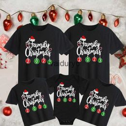 Family Matching Outfits Christmas 2023 Family Matng Clothes Father Mother Kids Baby Short Sleeve Tops Xmas Party Clothes Family Look T-Shirt Outfits H240508