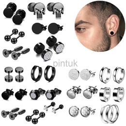 Stud Stainless Steel Skull Black Stud Earring Set For Men Punk Earrings Set MenS Jewelry Gothic Men Earrings Studs Lot Ear Stud Set d240426