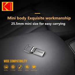 USB Flash Drives KODAK K112 Super Mini Metal USB Flash Drive 64GB 32GB USB2.0 Flash Disk Flash pendrive Memory stick pen drive Car Key leather