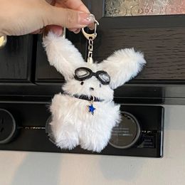 Cute Plush Pilot Rabbit Doll Key Chains Ring Woman Keychain Bag Charms Toy Car Keyring Party Gift Trinket Gifts for Friends 240116