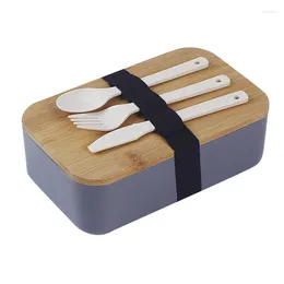 Dinnerware Japanese Wooden Lunch Box Microwave Bamboo Bento BPA Free For School Kids Set With Spoon Fork Knife