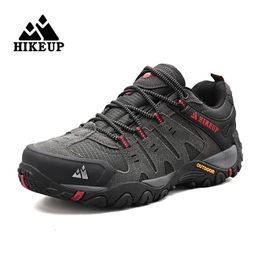 HIKEUP Men's Hiking Shoes Suede Leather Outdoor Shoes Wear-resistant Men Trekking Walking Hunting Tactical Sneakers 240115