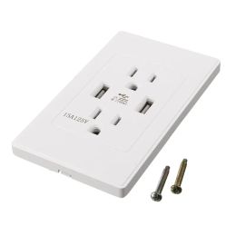 wholesale US Plug Type 110V Dual USB Charger Adapter Wall Socket Electric Power Outlet Panel Plate White ZZ