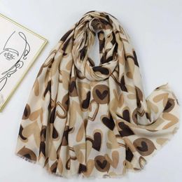 Scarves Chic Love Heart Print Scarf For Women Girls Spring Summer Elegant Long Valentines Day Gift Warm Travel Blanket Wrap