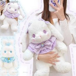 Stuffed Plush Animals Kawaii Japan Lolita Bunny Bear Doll Kids Soft Plush Rabbit Stuffed Animals Hug Cuddly Throw Pillow Children Girl Birthday Gift