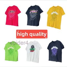 Mens Tshirt Designer Shirt Graphic Tee Men t Pink Young Thug Sp5der 555555 Mans Women Quality Foaming Printing Spider Web Pattern Fashion Top Tees Size xl TE96