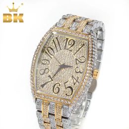 Iced Hiphop Store Rectangular Digital Stainless Casual Watch Rhinestones Quartz Square Wristwatches Watch Rose Gold in Stock 240115