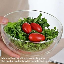Bowls Clear Glass Bowl Transparent Fruit Plate Dessert Round Kitchen Vegetable Noodle Storage