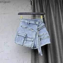 Women's Jeans Soefdioo Solid Cargo Pocket Denim Jeans Shorts Women Sexy High Waisted Stretch Summer Casual 2023 Female Bottoms Short Pants YQ240116