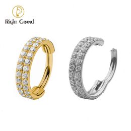 Right Grand ASTM 36 Double Layered Zircon Nose Clicker Segment Clicker Ring Helix Cartilage Nose Ring Piercing 240116
