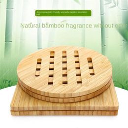Table Mats Bamboo Desk Japanese Style Pot Mat Pad Kitchen Square/round For Dishes/pot/bowl/teapot/ Holders Hollow