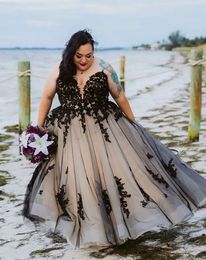 Wedding Dresses Bridal Gowns A Line Formal Sweetheart Sleeveless Beaded Tulle Ivory Black Applique Custom Zipper Lace Up Plus Size New