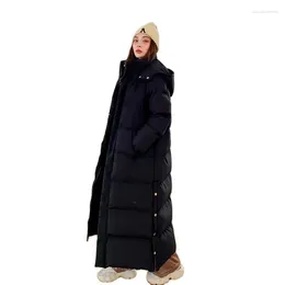 Women's Trench Coats Mid-length Warm Downclothes Female Korean Version Black Knee-Length Super-long To Ankle Down Cottoncoat Jacket 2024