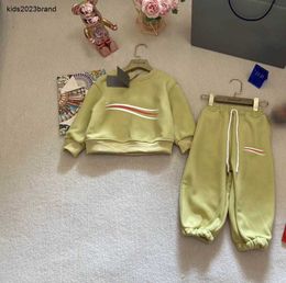 New baby Tracksuits kids designer clothes child winter set Size 90-140 Plush lined round neck sweater and sports pants Jan10