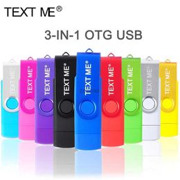 USB Flash Drives TEXT ME High Speed USB Flash Drive OTG Pen Drive 64GBUsb Stick 32GB 16GB 8GB Pendrive Flash Disc for Android Micro/PC/Car/TV