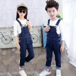 Kids Denim Overalls for Teenagers Spring Jeans Dungarees Girls Pocket Jumpsuit Children Boys Pants For Age 4 5 7 9 11 13 Years 240115