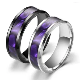 Cluster Rings Gradient Purple Color Shell 316L Stainless Steel For Men Women Gift Dainty Female Nice Finger Jewelry